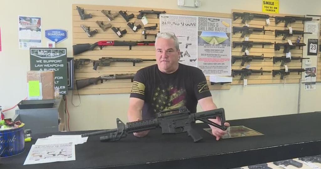 Robert Bevis at work in the Law Weapons shop